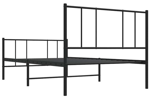 Metalni okvir kreveta uzglavlje i podnožje crni 90x190 cm - Crna / 90 x 190 cm