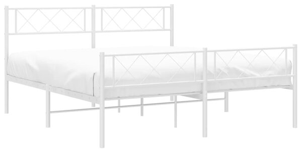 Metalni okvir kreveta uzglavlje i podnožje bijeli 120x200 cm - Bijela / 120 x 200 cm