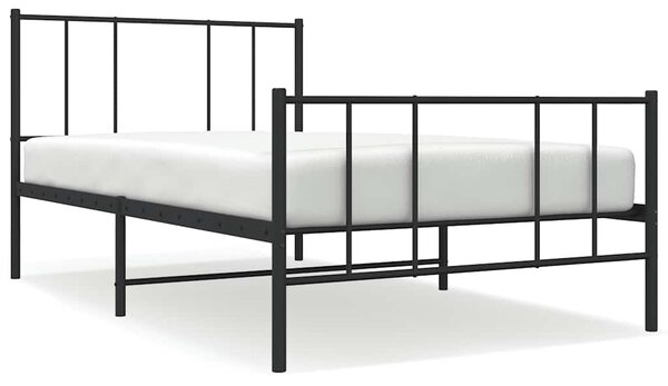 Metalni okvir kreveta uzglavlje i podnožje crni 90x190 cm - Crna / 90 x 190 cm