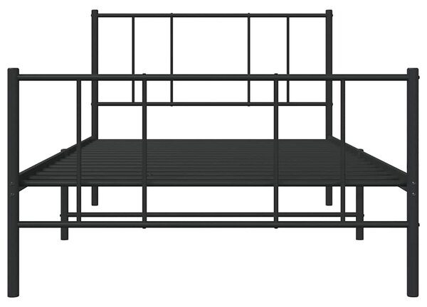 Metalni okvir kreveta uzglavlje i podnožje crni 90x190 cm - Crna / 90 x 190 cm