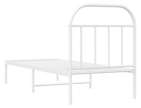 Metalni okvir krevet bez madraca s uzglavljem bijeli 75x190 cm - Bijela / 75 x 190 cm