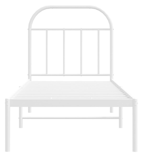 Metalni okvir krevet bez madraca s uzglavljem bijeli 75x190 cm - Bijela / 75 x 190 cm
