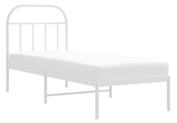 Metalni okvir krevet bez madraca s uzglavljem bijeli 75x190 cm - Bijela / 75 x 190 cm