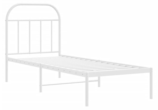 Metalni okvir krevet bez madraca s uzglavljem bijeli 75x190 cm - Bijela / 75 x 190 cm