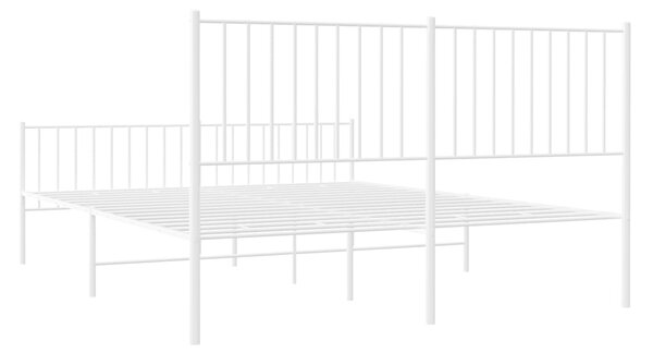 Metalni okvir kreveta uzglavlje i podnožje bijeli 160x200 cm - Bijela / 160 x 200 cm