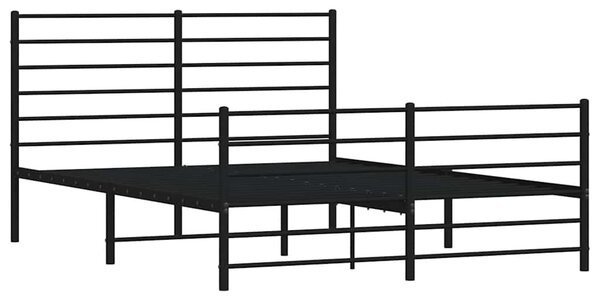 Metalni okvir kreveta uzglavlje i podnožje crni 140x190 cm - Crna / 140 x 190 cm