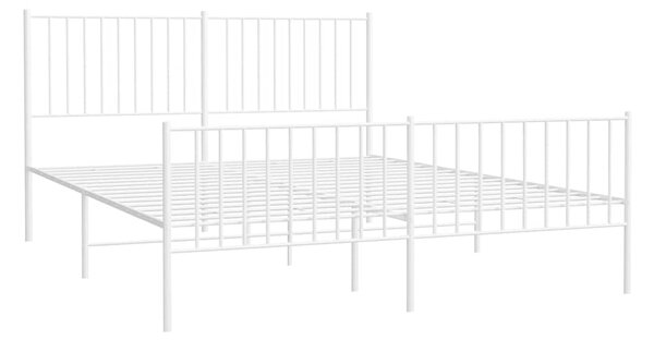 Metalni okvir kreveta uzglavlje i podnožje bijeli 160x200 cm - Bijela / 160 x 200 cm