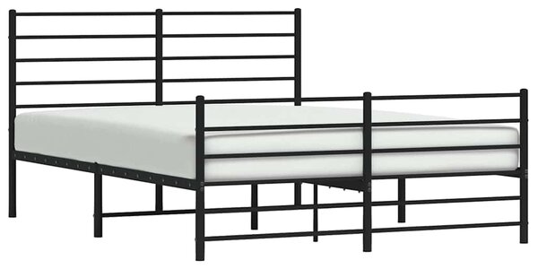 Metalni okvir kreveta uzglavlje i podnožje crni 140x190 cm - Crna / 140 x 190 cm