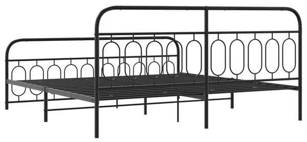Metalni okvir kreveta uzglavlje i podnožje crni 200x200 cm - Crna / 200 x 200 cm