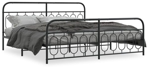Metalni okvir kreveta uzglavlje i podnožje crni 200x200 cm - Crna / 200 x 200 cm