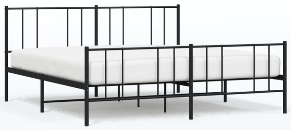 Metalni okvir kreveta uzglavlje i podnožje crni 200x200 cm - Crna / 200 x 200 cm