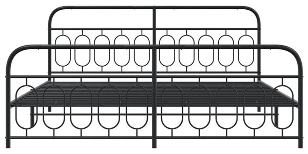 Metalni okvir kreveta uzglavlje i podnožje crni 200x200 cm - Crna / 200 x 200 cm