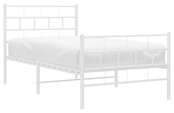 Metalni okvir kreveta uzglavlje i podnožje bijeli 90 x 200 cm - Bijela / 90 x 200 cm