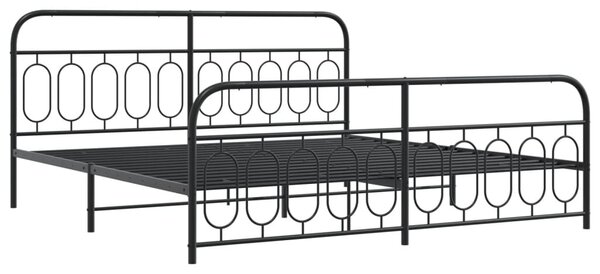 Metalni okvir kreveta uzglavlje i podnožje crni 200x200 cm - Crna / 200 x 200 cm