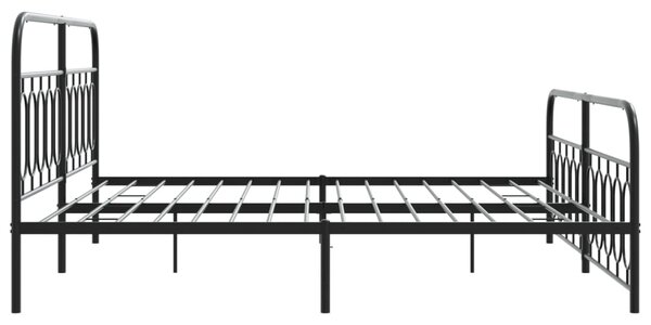 Metalni okvir kreveta uzglavlje i podnožje crni 200x200 cm - Crna / 200 x 200 cm