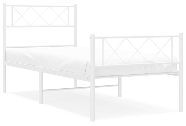 Metalni okvir kreveta uzglavlje i podnožje bijeli 80x200 cm - Bijela / 80 x 200 cm