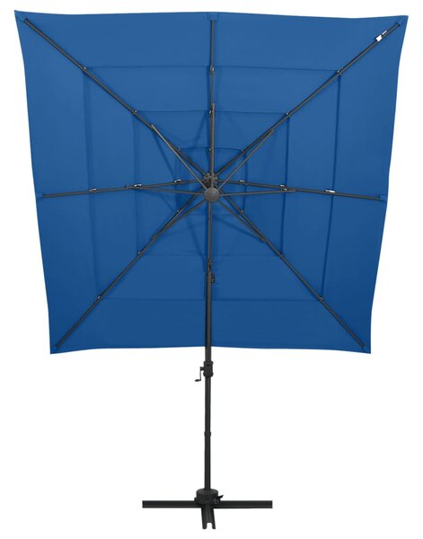 Vrtni suncobran s 4 razine i stupom 250 x 250 cm azurnoplavi - Plava / N/A