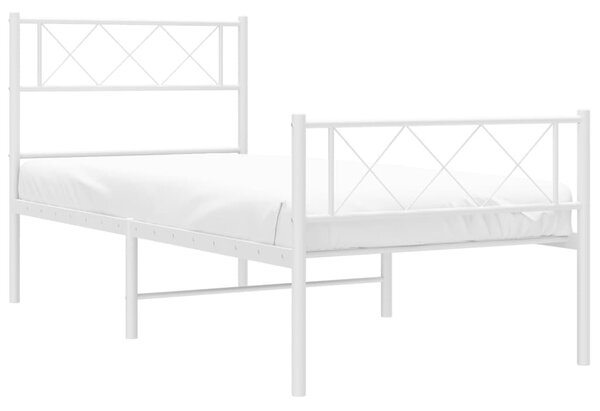 Metalni okvir kreveta uzglavlje i podnožje bijeli 80x200 cm - Bijela / 80 x 200 cm