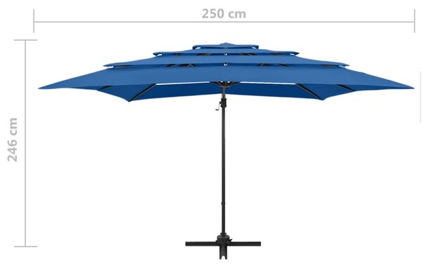 Vrtni suncobran s 4 razine i stupom 250 x 250 cm azurnoplavi - Plava / N/A