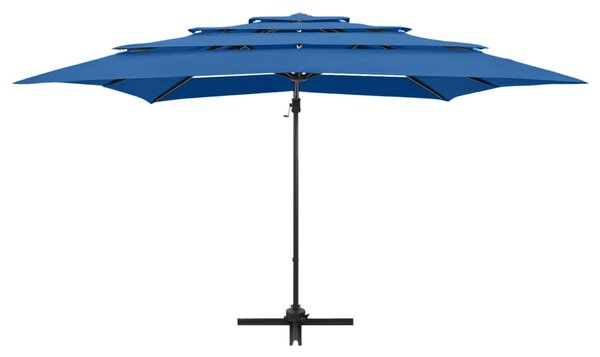 Vrtni suncobran s 4 razine i stupom 250 x 250 cm azurnoplavi - Plava / N/A