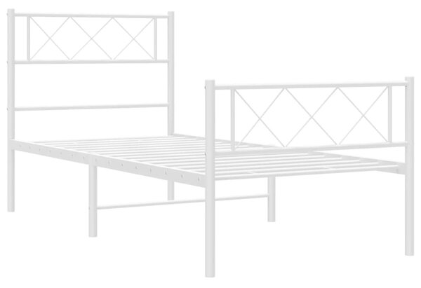 Metalni okvir kreveta uzglavlje i podnožje bijeli 80x200 cm - Bijela / 80 x 200 cm