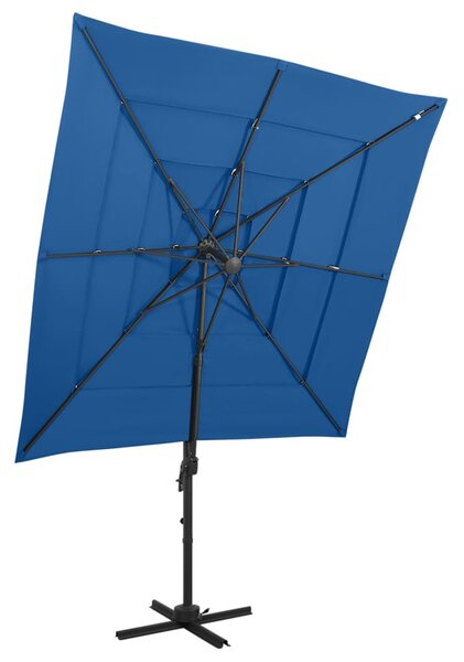Vrtni suncobran s 4 razine i stupom 250 x 250 cm azurnoplavi - Plava / N/A