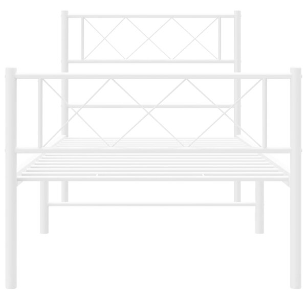 Metalni okvir kreveta uzglavlje i podnožje bijeli 80x200 cm - Bijela / 80 x 200 cm