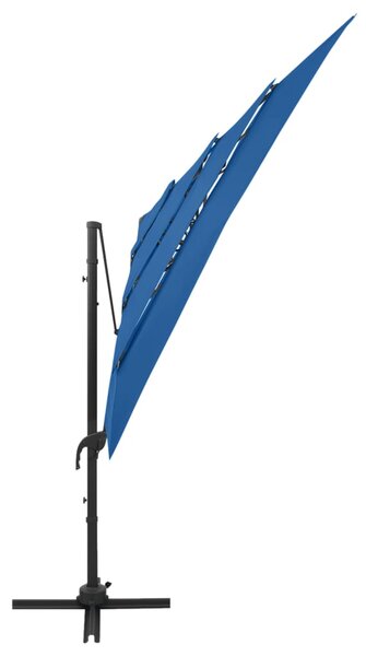 Vrtni suncobran s 4 razine i stupom 250 x 250 cm azurnoplavi - Plava / N/A