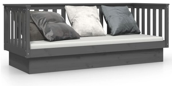 Dnevni ležaj sivi 75x190 cm od masivne borovine - Siva / 75 x 190 cm