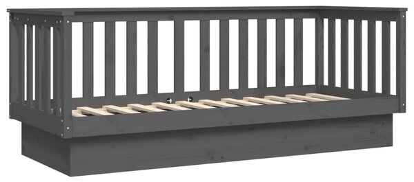 Dnevni ležaj sivi 75x190 cm od masivne borovine - Siva / 75 x 190 cm
