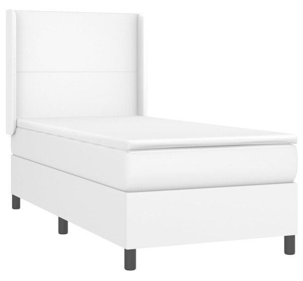 Krevet box spring s madracem LED bijeli 80x200 cm umjetna koža - Bijela / 80 x 200 cm