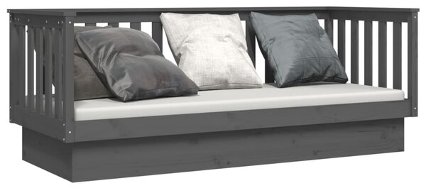Dnevni ležaj sivi 75x190 cm od masivne borovine - Siva / 75 x 190 cm