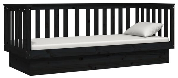 Dnevni ležaj crni 75x190 cm od masivne borovine - Crna / 75 x 190 cm