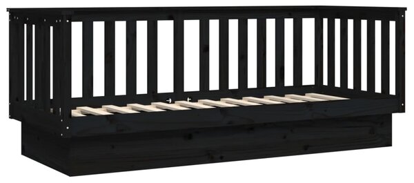 Dnevni ležaj crni 75x190 cm od masivne borovine - Crna / 75 x 190 cm