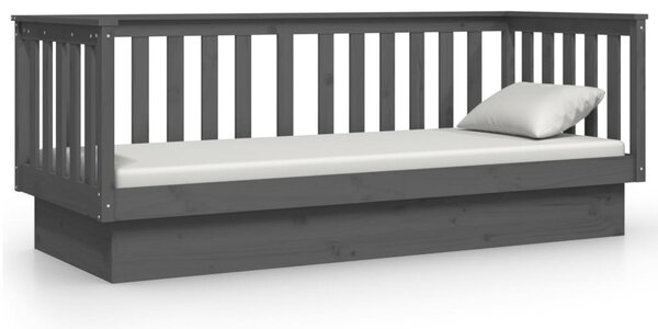 Dnevni ležaj sivi 75x190 cm od masivne borovine - Siva / 75 x 190 cm