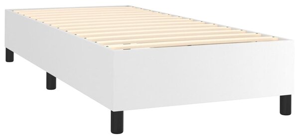 Krevet s oprugama i madracem bijeli 90 x 200 cm od umjetne kože - Bijela / 90 x 200 cm