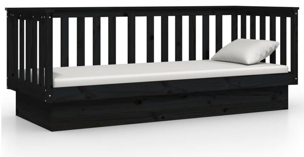 Dnevni ležaj crni 75x190 cm od masivne borovine - Crna / 75 x 190 cm