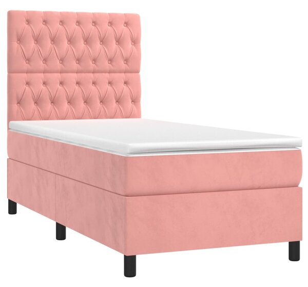 Box spring krevet s madracem ružičasti 90x200 cm baršunasti - Ružičasti / 90 x 200 cm