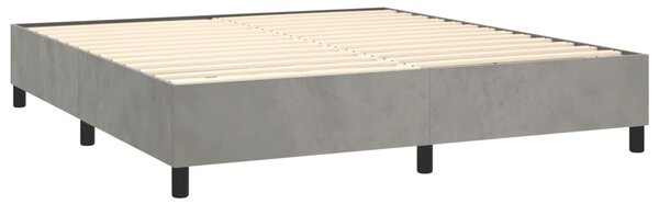 Krevet box spring s madracem LED svjetlosivi 180x200 cm baršun - Siva / 180 x 200 cm