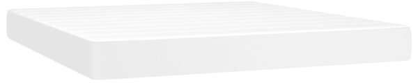 Krevet box spring s madracem LED bijeli 180x200 cm umjetna koža - Bijela / 180 x 200 cm