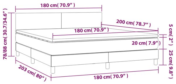 Krevet box spring s madracem LED bijeli 180x200 cm umjetna koža - Bijela / 180 x 200 cm