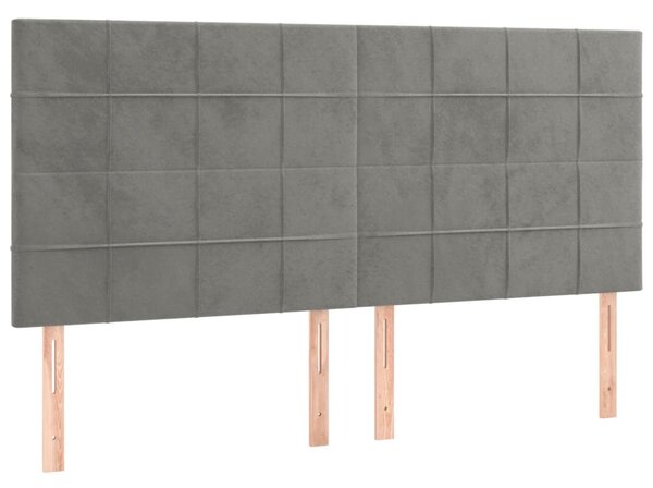 Krevet box spring s madracem LED svjetlosivi 180x200 cm baršun - Siva / 180 x 200 cm