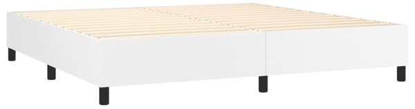 Krevet box spring s madracem LED bijeli 200x200 cm umjetna koža - Bijela / 200 x 200 cm