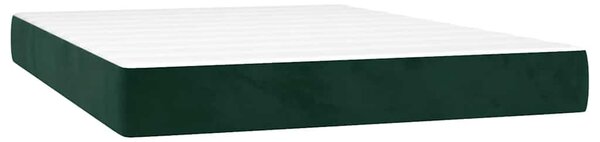 Krevet box spring s madracem LED tamnozeleni 140x190 cm baršun - Zelena / 140 x 190 cm