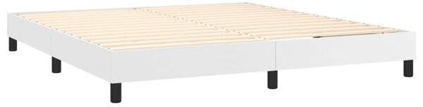 Krevet box spring s madracem LED bijeli 180x200 cm umjetna koža - Bijela / 180 x 200 cm