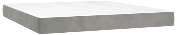 Krevet s oprugama i madracem svjetlosivi 180x200 cm baršunasti - Siva / 180 x 200 cm