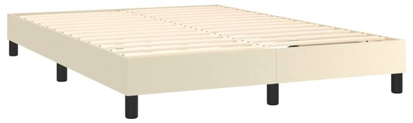 Krevet s oprugama i madracem krem 140 x 190 cm od umjetne kože - Krema / 140 x 190 cm