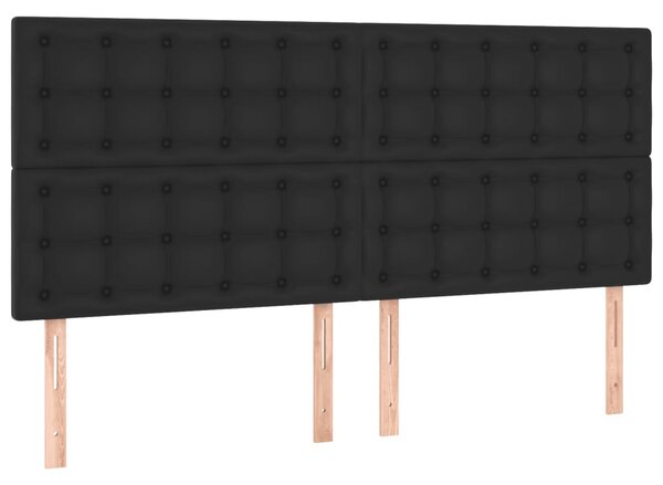 Krevet box spring s madracem LED crni 180x200cm od umjetne kože - Crna / 180 x 200 cm