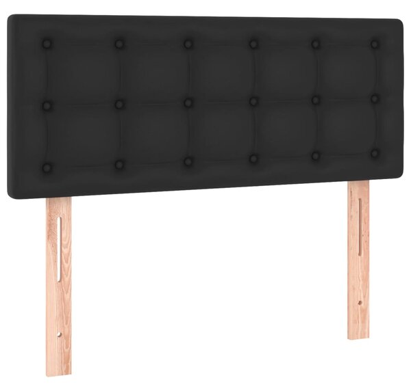 Krevet box spring s madracem LED crni 90x200 cm od umjetne kože - Crna / 90 x 200 cm