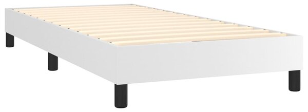 Krevet box spring s madracem LED bijeli 100x200 cm umjetna koža - Bijela / 100 x 200 cm